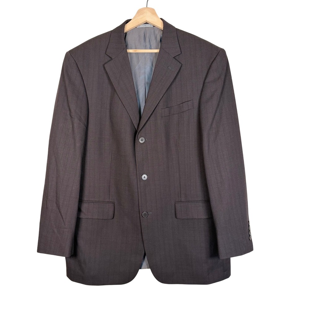 Oscar de la Renta Profile Gray Pinstripe Wool Blazer Suit Jacket‎ Men's 42R